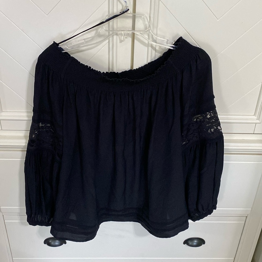 olivia palermo x chelsea28 • black silk blouse l